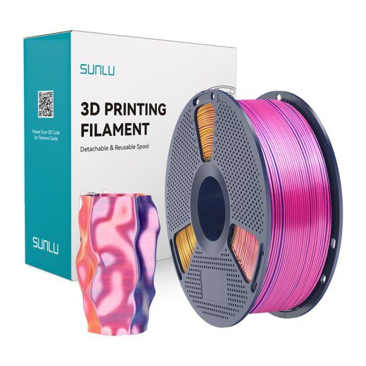 Sunlu PLA+ Silk kolmevärviline filament (red, yellow, and blue)