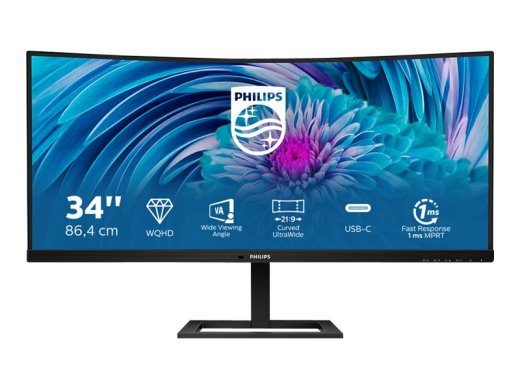 Philips E-line 346E2CUAE 34 colių UltraWide monitorius (3440 x 1440) su HDMI, DisplayPort, USB-C, 100Hz
