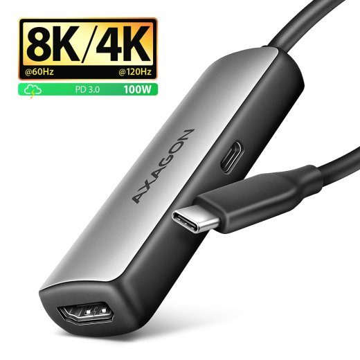 AXAGON Aktiivkonverter RVC-HI8KPD, 100 W USB Type-C HDMI-d