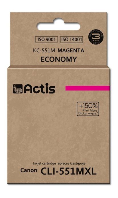 Actis KC-551M tindid (asendus Canon CLI-551M jaoks; Standardne; 12 ml; magenta)