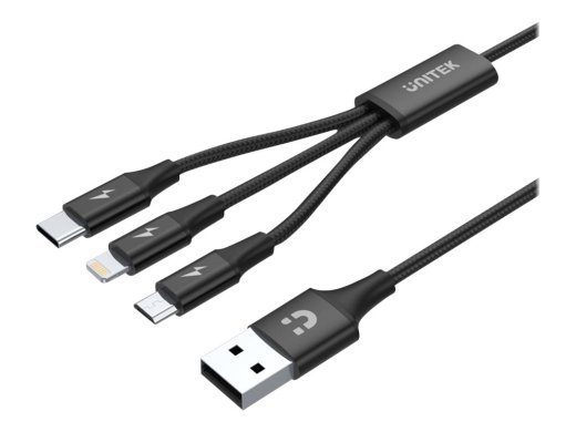 UNITEK C14049BK USB kaabel 1.2 m USB 2.0 USB C to Micro-USB B/Lightning Must