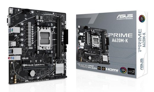 Mainboard ASUS AMD A620 Micro-ATX Memory DDR5 Memory slots 2 1xPCI-Express 3.0 1x 1xPCI-Express 4.0 16x 1xM.2 1x15pin D-sub 1xHDMI 2xUSB 2.0 4xUSB