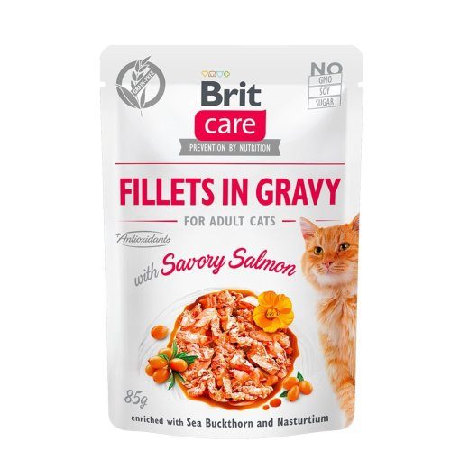 BRIT Care Fillets in Gravy Wet Cat Food, Salmon, 85g