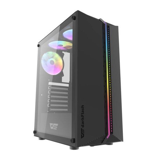 Darkflash DK151 LED arvutikorpus (must) + 3 RGB ventilaatorit