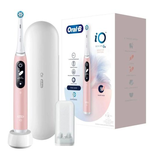 Oral-B iO Series 6n Sensitive Edition elektrinis dantų šepetėlis rožinis smėlis