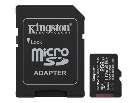 KINGSTON 256GB microSDXC Canvas Select Plus Gen3 150MB/s A1 kaart + adapter
