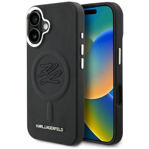 Karl Lagerfeld IML Initial & Metal Logo MagSafe ümbris iPhone 16 jaoks / must