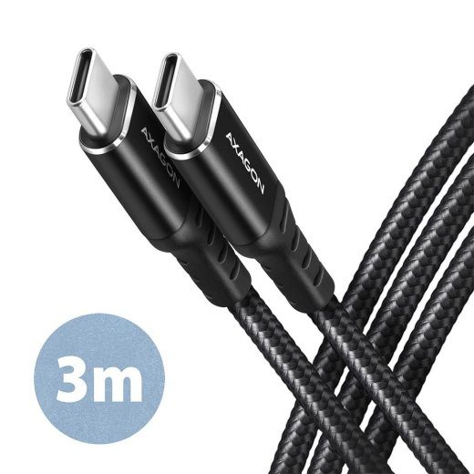 USB-C TO USB-C KABEL 3M 60W/HQ MUSTA BUCM-CM30AB AXAGON