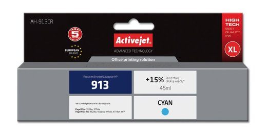 Activejet AH-913CR Cyan Ink (Replacement for HP 913 F6T77AE; Premium; 45 ml)