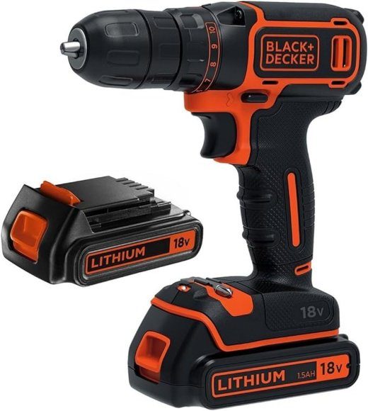 BLACK & DECKER belaidis gręžtuvas BDCDC18B-QW 18 V 2x1.5 Ah Li-Ion