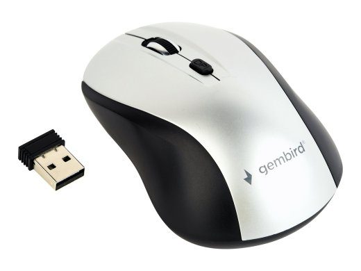 Gembird MUSW-4B-02-BS belaidė pelė juoda sidabrinė