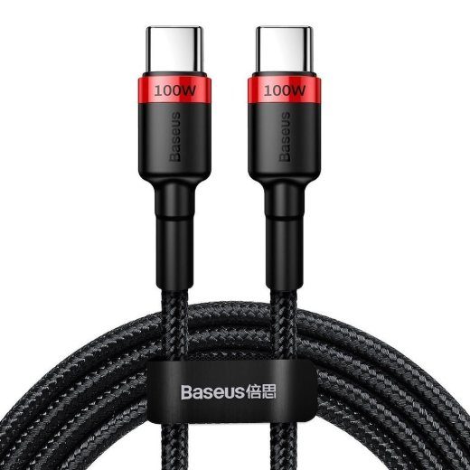 Baseus 100W 2m USB-C kuni USB-C Kaabel Punane/Must