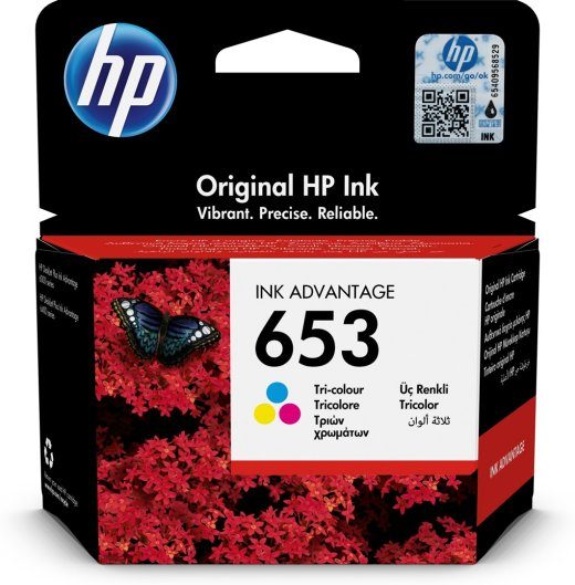HP 653 1 tk Originaal Standard Yield Tsüaan, Magenta, Kollane