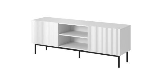 PAFOS RTV szafa mustal terasraamil 150x40x60 cm valge matt