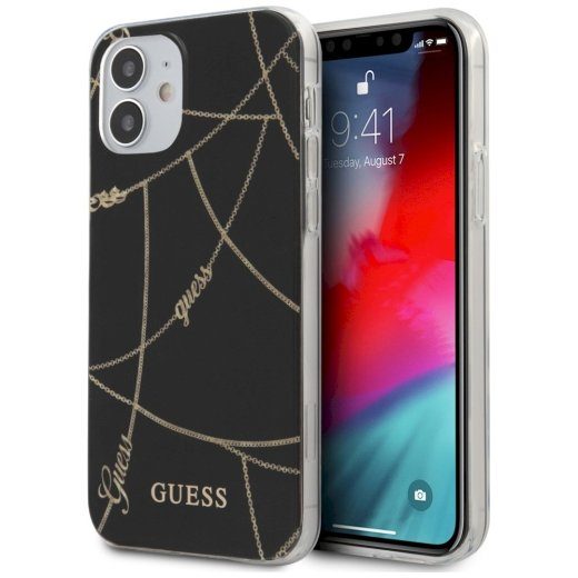 Guess GUHCP12SPCUCHBK Gold Chain Collection Hardcase iPhone 12 mini jaoks 5,4" / must