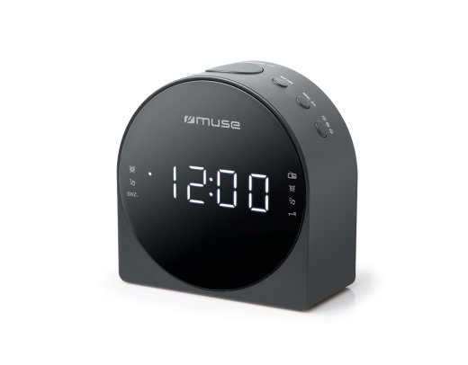Muse Dual Alarm Clock radio PLL M-185CR AUX in Black