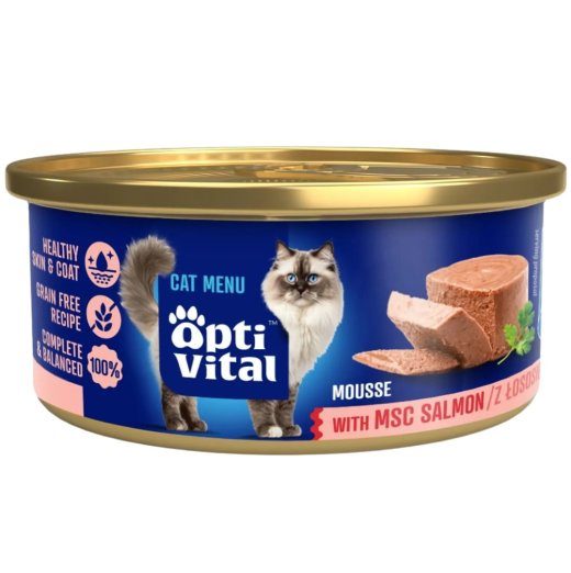 Optivital Mousse Lõhe niiskus kasside toit 85g