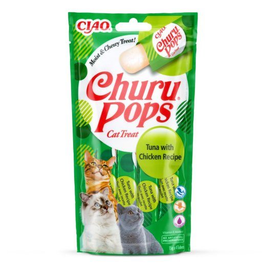 INABA Churu Pops Tuna with Chicken - Cat Treats - 4x15g