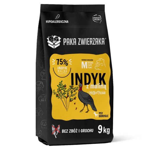 PAKA ZWIERZAKA Türgi koos vaarikatega M - kuiv koeratoit - 9kg