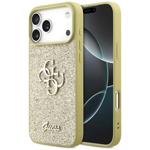 Guess Fikseeritud Glitter Suur 4G ümbris iPhone 17 Pro Max jaoks / kuldne