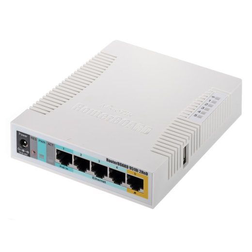 Mikrotik RB951Ui-2HnD balta Power over Ethernet (PoE)