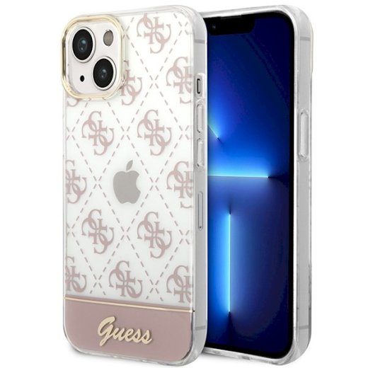 Guess GUHCP14MHG4MHP Kõvaümbris 4G Pattern Script iPhone 14 Plus / 15 Plus 6.7" jaoks / roosa