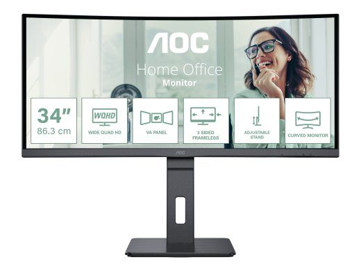 AOC CU34P3CV 34 " VA 21:9 100 Hz 4 ms 3440 x 1440 pikslit HDMI portide arv 1