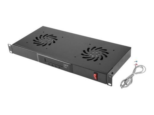 Langberg 19" fan unit/ventilation panel with LCD 2 fans + thermostat 230V AK-1502-B Black
