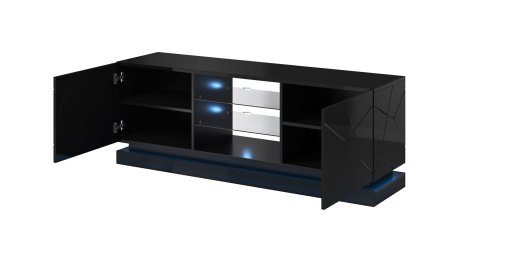 Cama TV kapp QIU 160 MDF must läikiv/must läikiv