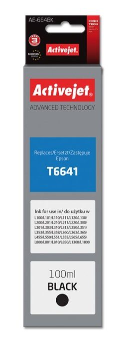 Activejet AE-664Bk tindipudel (asendus Epson T6641; Supreme; 100 ml; must)