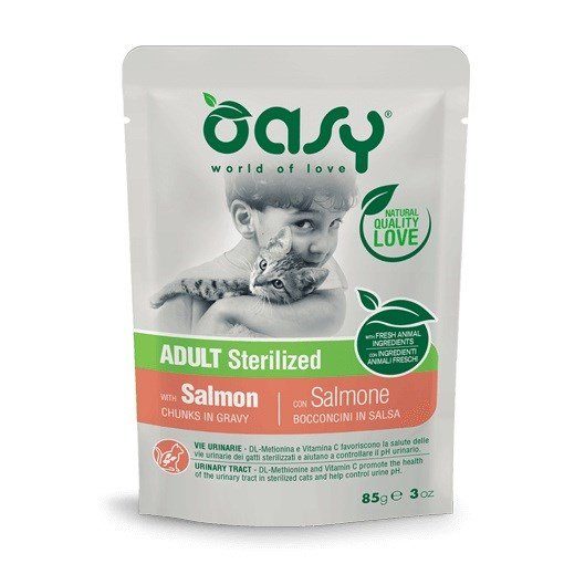 OASY Chunks in gravy Steriliseeritud Salmon - märjakas kassatoit - 85g