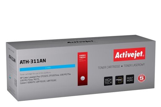 Activejet ATH-311AN Toner (asendus Canon, HP 126A CRG-729C, CE311A jaoks; Premium; 1000 lehte; tsüaan)