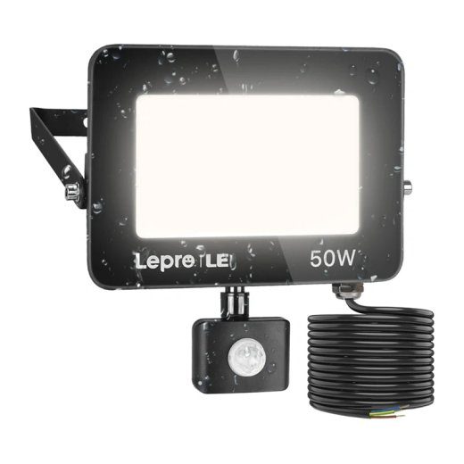 LEPRO 340006-DW- 50W 5000K IP65 LED tõkkevalgusti liikumisanduriga