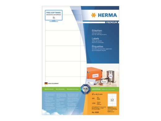 HERMA premium laminaadiga sildid 97 x 42,3 mm, 1200 sildit