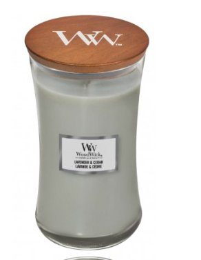 Woodwick Lavender & Cedar lõhnastatud küünal 610 g