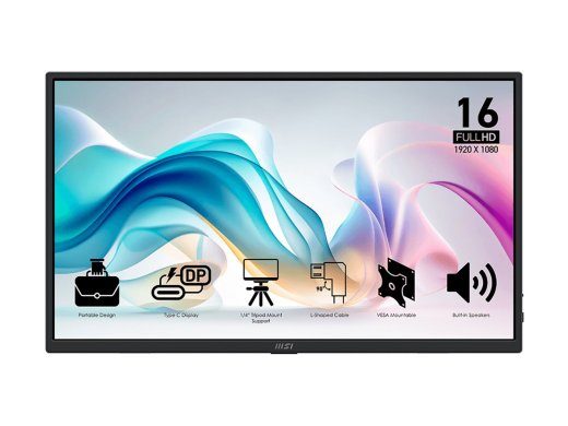 MSI PRO MP165DE E6 16 16 IPS 1920 x 1080 (Full HD) Mini HDMI USB-C 60Hz