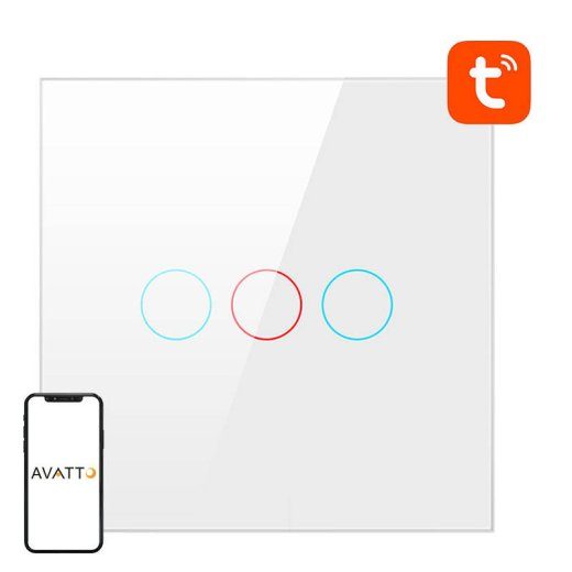 Nutikas valguslülit WiFi Avatto TS02--W3 3 tee TUYA (valge)