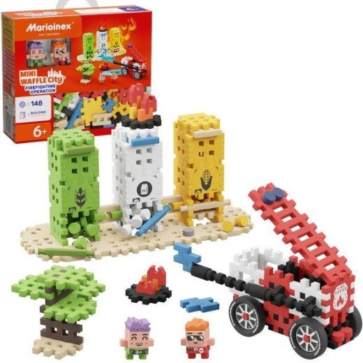 Marioinex Mini Vafele Linn Ehitusplokid Tuletõrjuja tegevus, 148 tükki