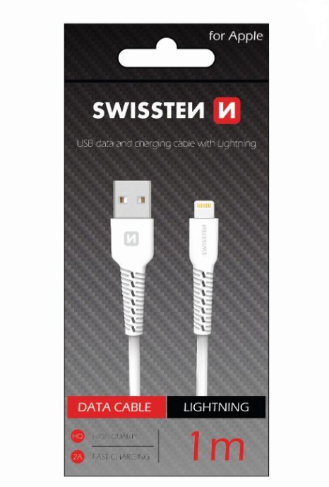 Swissten Basic Greitas įkrovimas 3A Lightning duomenų ir įkrovimo kabelis 1m