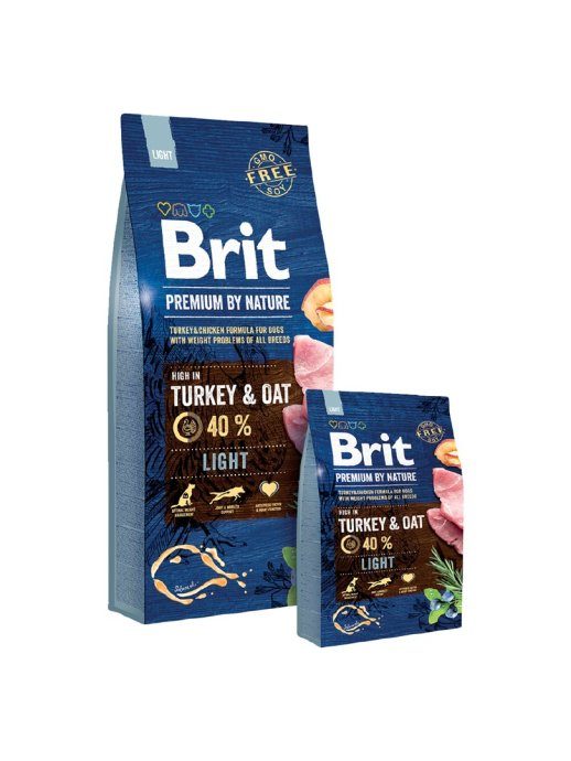 Brit Premium by Nature Light - kuivkoeratoit - õun, kana, mais, kalkun 15 kg