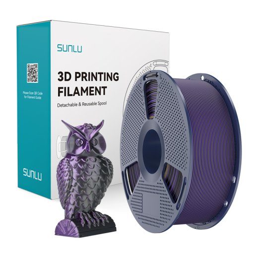 Sunlu PLA+ Silk kahevärviline filament (Black and Purple)