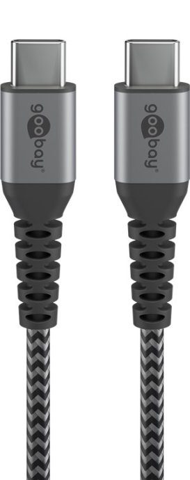 Goobay USB-C kuni USB-C Tekstiilkabel metallist pistikutega 49302 USB-C kuni USB-C USB-C mees USB-C mees
