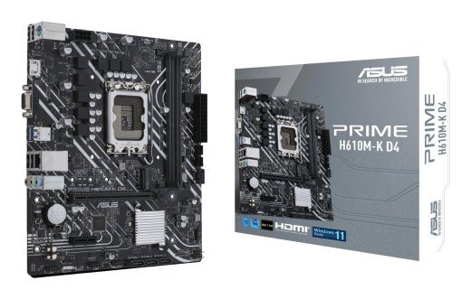 Mainboard ASUS Intel H610 LGA1700 MicroATX Memory DDR4 Memory slots 2 1xPCI-Express 3.0 1x 1xPCI-Express 4.0 16x 1xM.2 1x15pin D-sub 1xHDMI 2xAudio