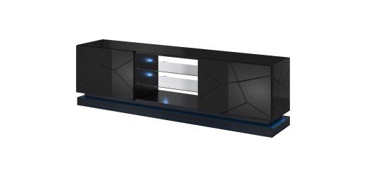 Cama TV-kapp QIU 200 MDF must läikiv/must läikiv