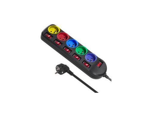 McLean MCE204M power extension 1.5 m 5 AC outlet(s) Indoor Black, Multicolour