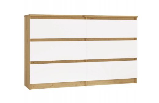 M6 MALWA chest of drawers 120 cm, 6 drawers, oak artisan/white