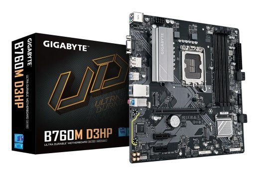 GIGABYTE B760M D3HP Emaplaat - Intel Core 14. põlvkonna CPU-d, 4+1+1 faasi VRM, kuni 5600MHz DDR5, 2xPCIe 4.0 M.2, GbE LAN, USB 3.2 Gen 1