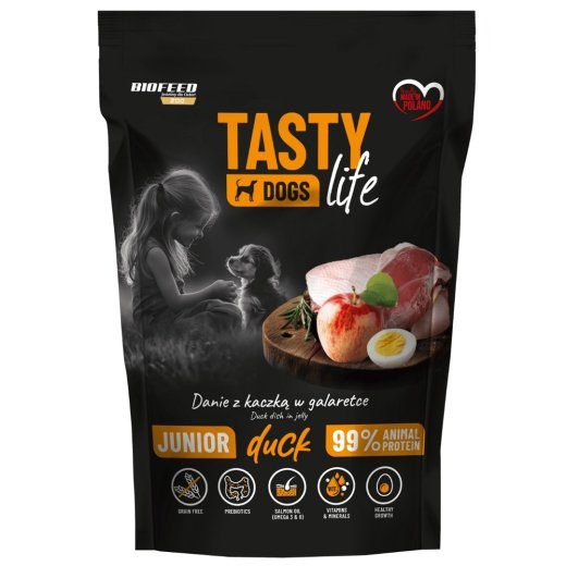 BIOFEED Tasty Dogs Life Junior Duck märkukoeratoit noorkoerale 150g