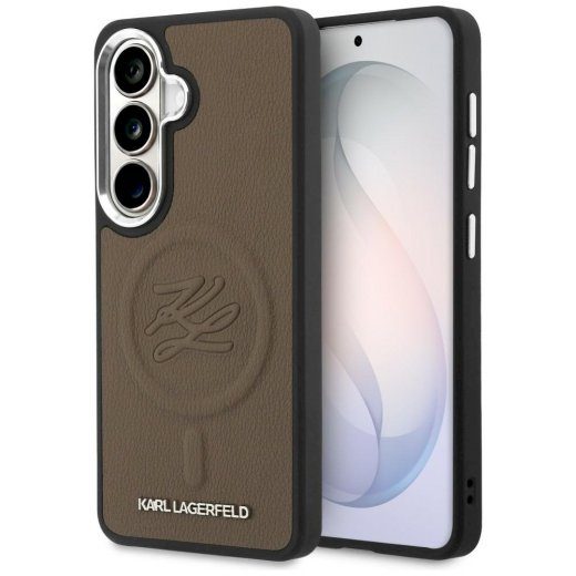 Ümbris Karl Lagerfeld Embossed Ring Initials MagSafe Samsung Galaxy S26 Plus jaoks / pruun
