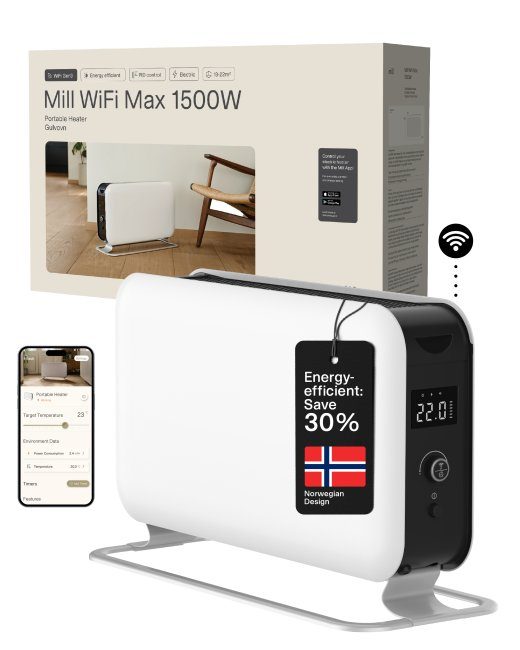 Mill Portatiivne Küttekeha CO1500MAXWIFI3 Konvektsioonikütteseadmed 1500 W Sobib ruumideni 14-18 m² Valge IPX4